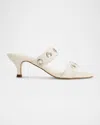 Bernardo 1946 Patra Leather Dual-band Slide Sandals In Off White Glove Leather