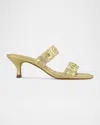Bernardo 1946 Patra Metallic Dual-band Slide Sandals In Light Gold Metallic Glove Leather