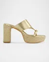 Bernardo 1946 Tera Metallic Espadrille Slide Sandals In Light Gold Metallic Glove Leather