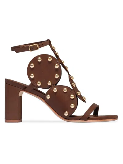 Bernardo 1946 Women's New Moon 75mm Studded Heeled Sandals In Brown