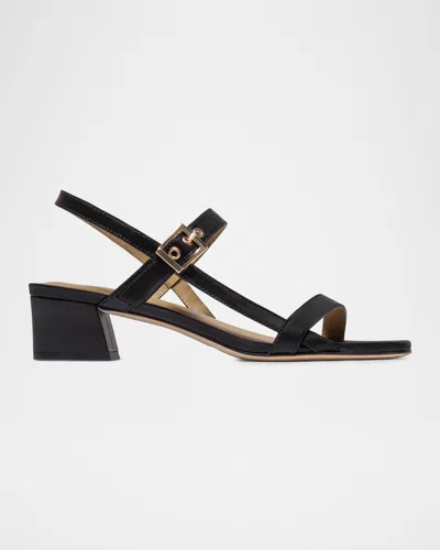 Bernardo 35mm Jinji Leather Strappy Block-heel Sandals In Black