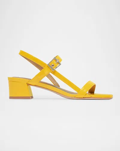Bernardo 35mm Jinji Leather Strappy Block-heel Sandals In Sunrise Yellow