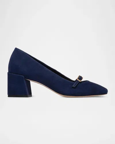 Bernardo 50mm Amelie Leather Mary Jane Pumps In Dark Navy