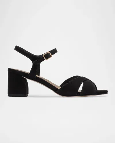 Bernardo 50mm Ginni Suede Ankle-strap Sandals In Black
