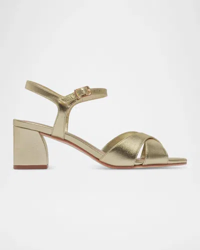 Bernardo 50mm Ginni Suede Ankle-strap Sandals In Gold