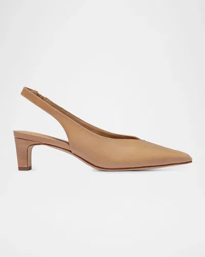 Bernardo 50mm Maude Leather Slingback Pumps In Dune