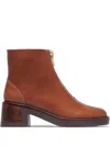 Bernardo Tess Leather Front-zip Ankle Boots In Brown