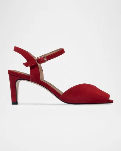 Bernardo 65mm Hartley Suede Ankle-strap Sandals In Red