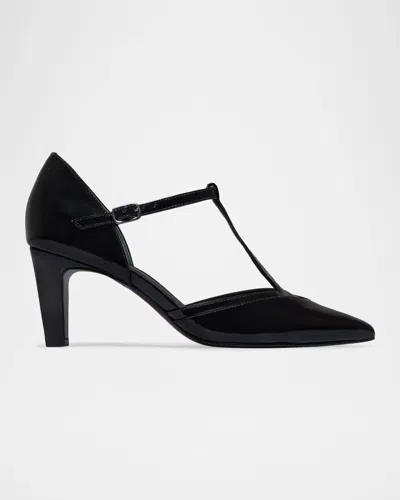 Bernardo 70mm Gianna Leather T-strap Pumps In Black