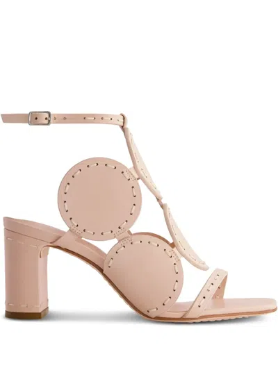 Bernardo 75mm New Moon Circular-cutout Sandals In Nude