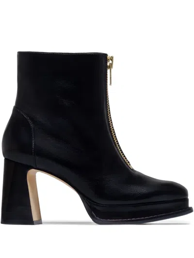 BERNARDO 95MM MAFALDA ZIP-FRONT PLATFORM BOOTS