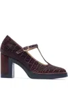 Bernardo 95mm Noto Crocodile-embossed T-strap Pumps In Red