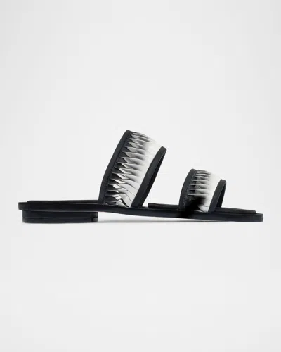 Bernardo Andorra Leather Flat Slide Sandals In Black