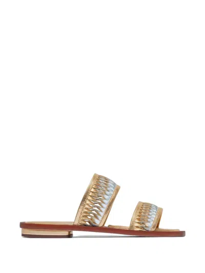 Bernardo Andorra Woven Sandals In Gold