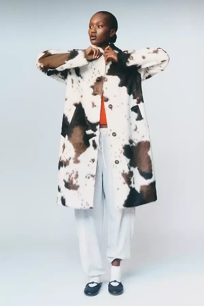 Bernardo Animal Print Faux Fur Coat Jacket In Neutral