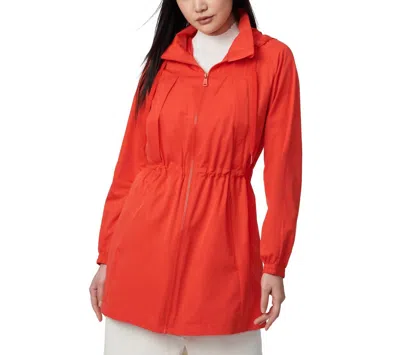 Bernardo Anorak Rain Coat With Defined Waist In Poppy Red In Multi