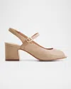Bernardo Bailen Leather Mary Jane Slingback Pumps In Neutral