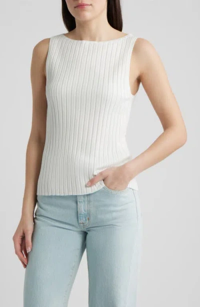 Bernardo Bateau Neck Rib Tank In White