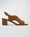 Bernardo Bedford Mid Heel Sandals In Safari Kid Suede