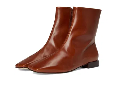 Bernardo Belfast Boots Women Cognac Leather Square Toe Ankle Bootie Zogg3274 In Brown