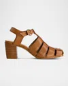 Bernardo Belmont Leather Heeled Fisherman Sandals In Luggage Antique Calf
