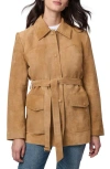 Bernardo Belted Suede Jacket In Brick