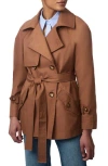Bernardo Belted Trench Coat In Dark Camel