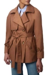 Bernardo Belted Trench Coat In Dark Camel