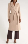 Bernardo Belted Wool Blend Longline Coat In Brown
