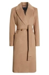 Bernardo Belted Wool Blend Longline Coat In Multi