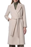 Bernardo Belted Wool Blend Longline Coat In Putty