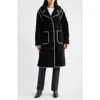 Bernardo Blanket Stitch Fleece Coat In Black