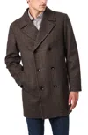 Bernardo Herringbone Double Breasted Overcoat In Grey