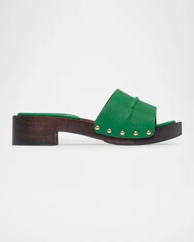 Bernardo Blyde Leather Clog Mule Sandals In Green