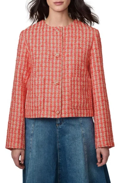 Bernardo Boxy Tweed Jacket In Apricot Combo