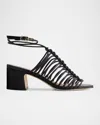 Bernardo Briga Caged Leather Heeled Sandals In Black Glove Leather