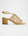 Bernardo Briga Caged Leather Heeled Sandals In Brown