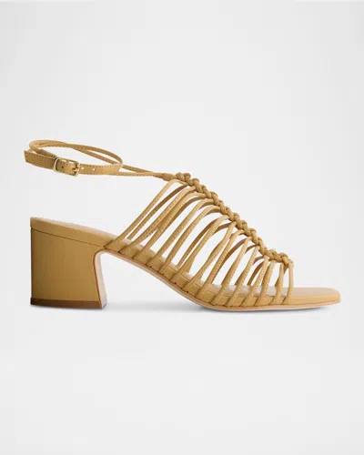 Bernardo Briga Caged Leather Heeled Sandals In Brown