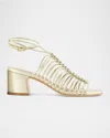 Bernardo Footwear Briga Mid Heel Sandal In Champagne Metallic Glove Leather
