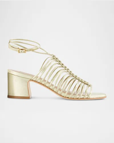 Bernardo Briga Caged Metallic Heeled Sandals In Gold