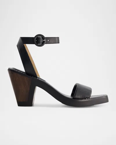 Bernardo Brisi Leather Ankle-strap Sandals In Black Glove Leather