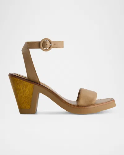 Bernardo Brisi Leather Ankle-strap Sandals In Sand Glove Leather