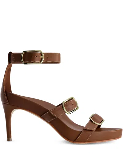 Bernardo Buckle-strap Heeled Sandals In Brown
