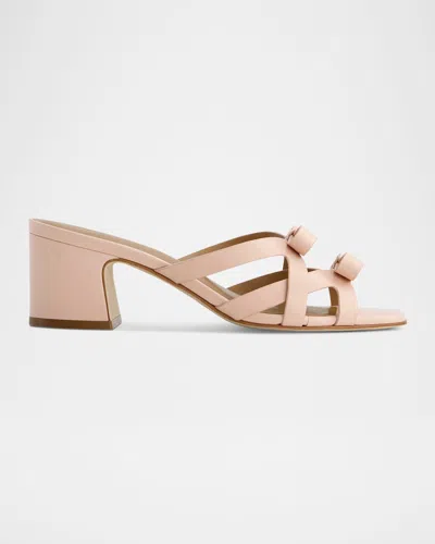 Bernardo Burgo Leather Bows Slide Sandals In Neutral