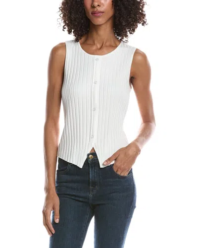 Bernardo Button Up Rib Knit Vest In White
