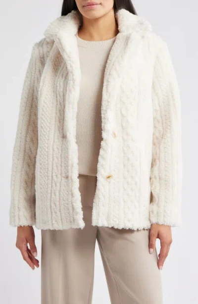 Bernardo Cable High Pile Fleece Jacket In White