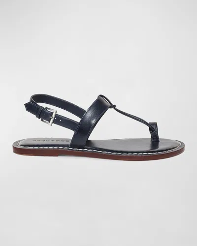 Bernardo Calfskin T-strap Slingback Sandals In Black