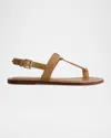 Bernardo Calfskin T-strap Slingback Sandals In Brown