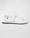 Bernardo Calfskin T-strap Slingback Sandals In White