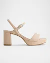Bernardo Canto Leather Platform Sandals In Cipria Glove Leather